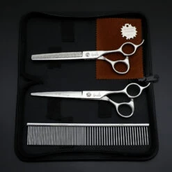 Groomtech Spring Pet Grooming Scissors Kit, Set Of 2 With Comb