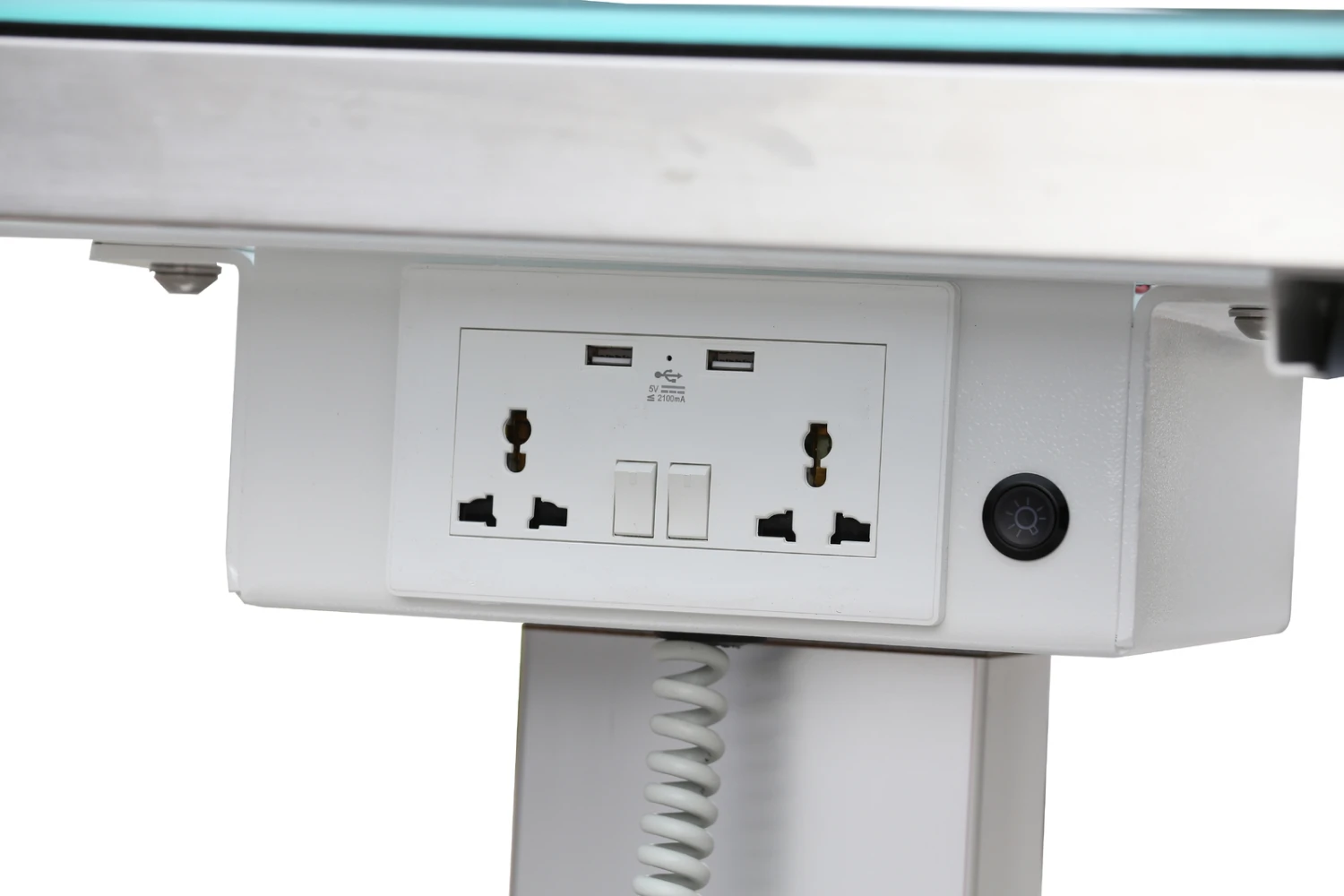 Aeolus LED Lighting Pedestal Lifting Table With Under Table Wheels - Image 3